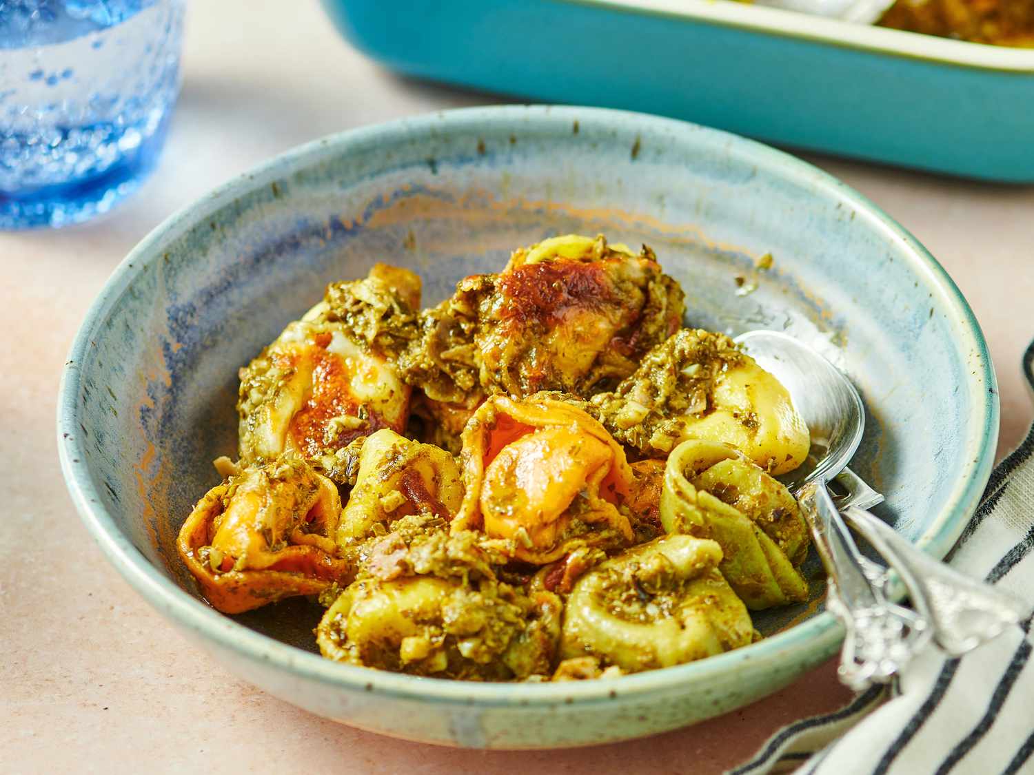 4-Ingredient Pesto Tortellini Bake