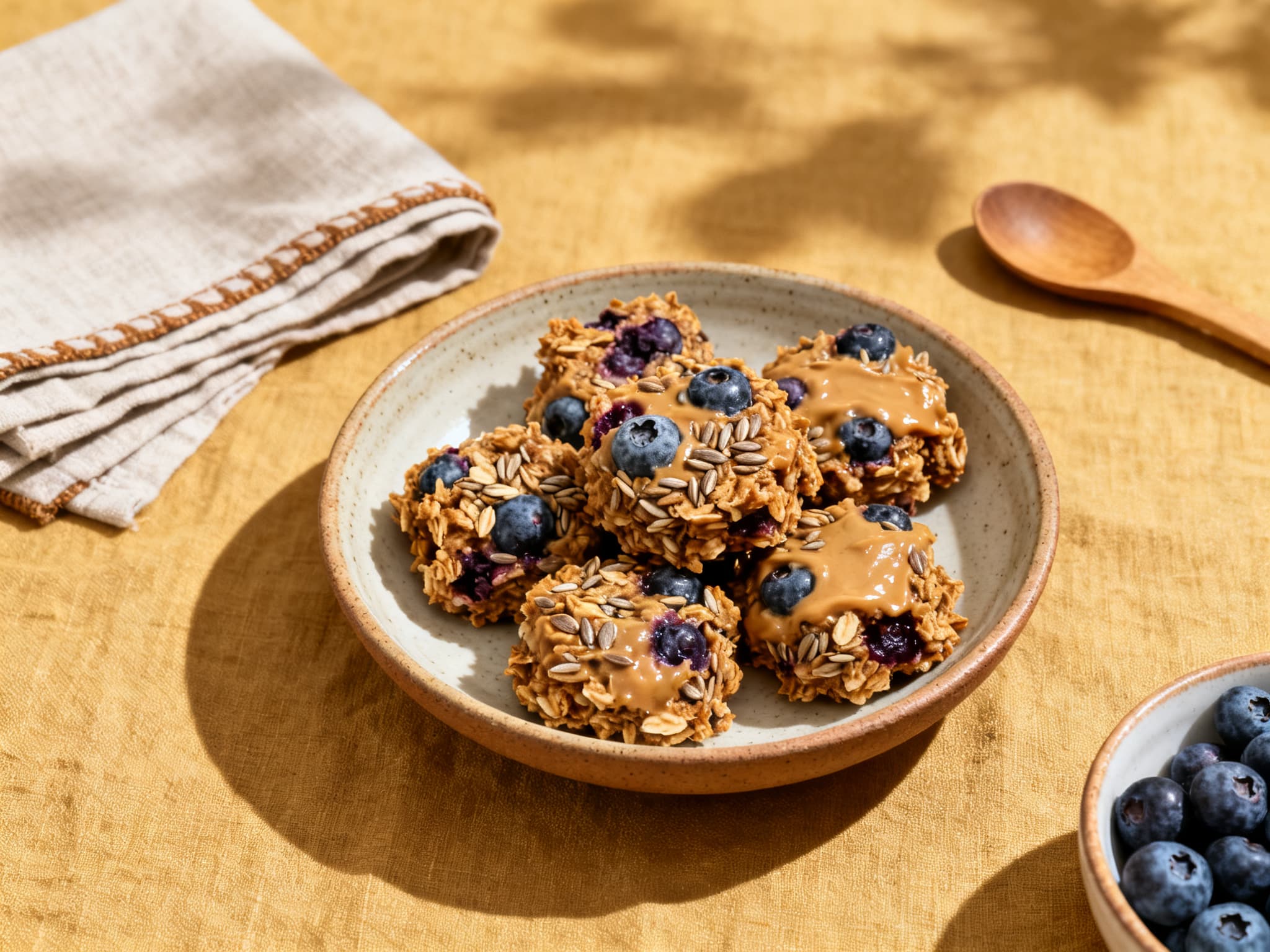 Blueberry and Flaxseed Oat Bites