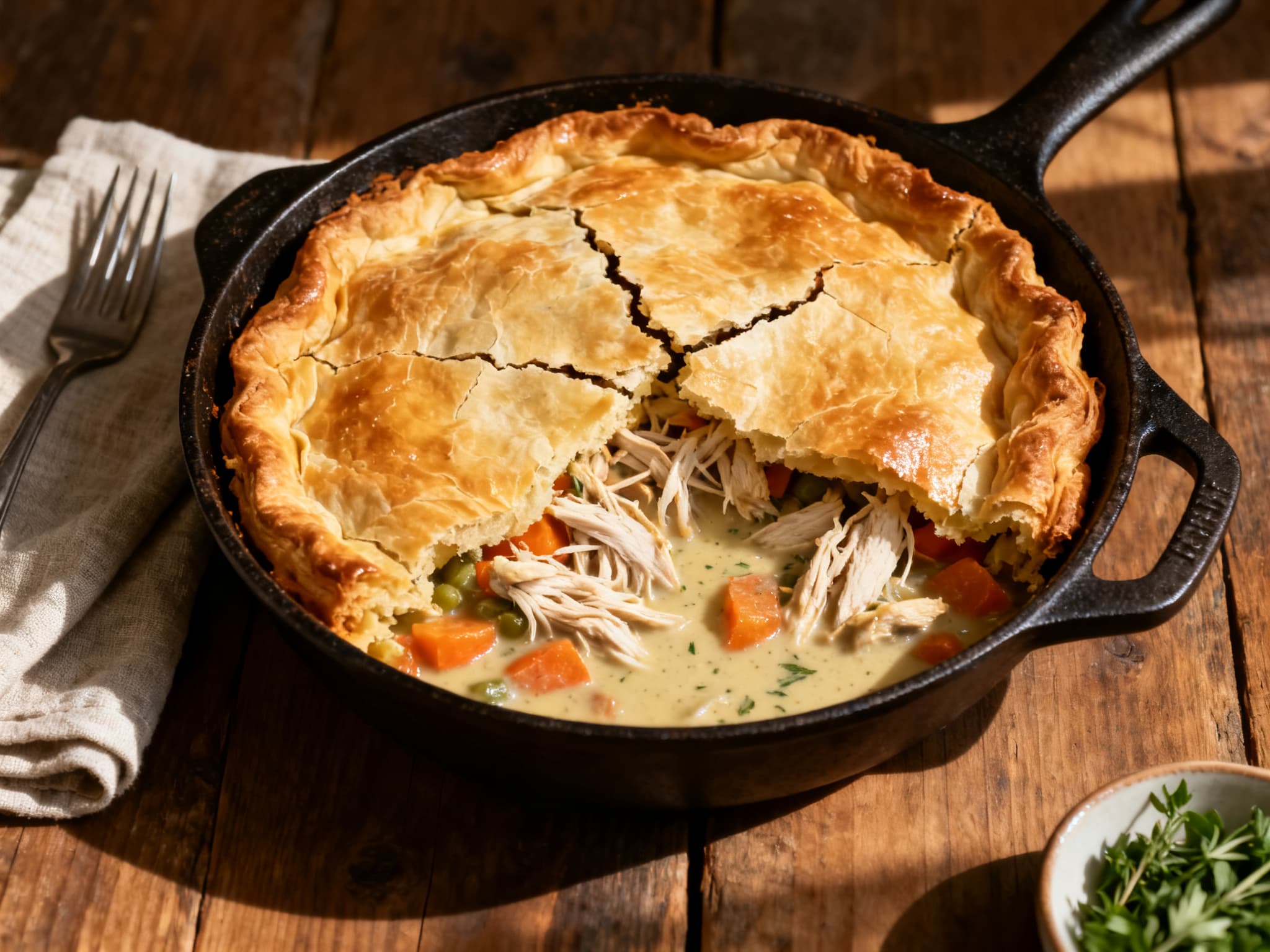 Skillet Chicken Pot Pie with All-Butter Flaky Crust